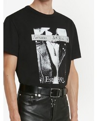 T-shirt à col rond imprimé noir Alexander McQueen