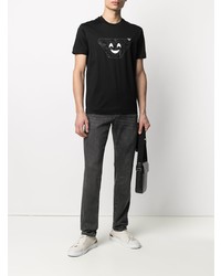 T-shirt à col rond imprimé noir Emporio Armani