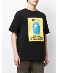 T-shirt à col rond imprimé noir A Bathing Ape