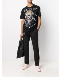 T-shirt à col rond imprimé noir Philipp Plein