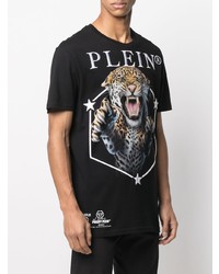 T-shirt à col rond imprimé noir Philipp Plein