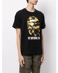 T-shirt à col rond imprimé noir A Bathing Ape