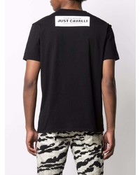 T-shirt à col rond imprimé noir Just Cavalli