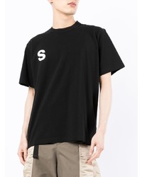 T-shirt à col rond imprimé noir Sacai