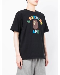 T-shirt à col rond imprimé noir A Bathing Ape