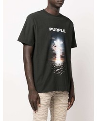 T-shirt à col rond imprimé noir purple brand