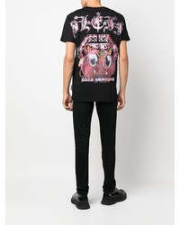 T-shirt à col rond imprimé noir Philipp Plein