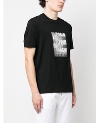 T-shirt à col rond imprimé noir Emporio Armani