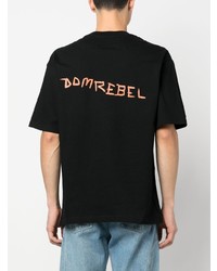 T-shirt à col rond imprimé noir DOMREBEL