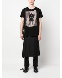 T-shirt à col rond imprimé noir Yohji Yamamoto