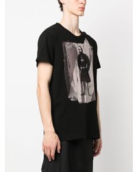 T-shirt à col rond imprimé noir Yohji Yamamoto