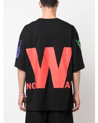 T-shirt à col rond imprimé noir Walter Van Beirendonck