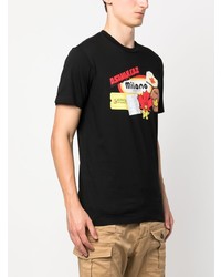 T-shirt à col rond imprimé noir DSQUARED2