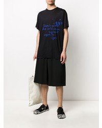 T-shirt à col rond imprimé noir Yohji Yamamoto