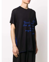 T-shirt à col rond imprimé noir Yohji Yamamoto