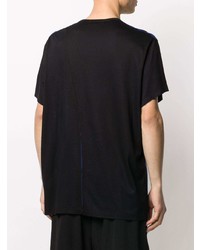 T-shirt à col rond imprimé noir Yohji Yamamoto