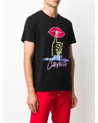 T-shirt à col rond imprimé noir Just Cavalli