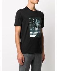 T-shirt à col rond imprimé noir Emporio Armani