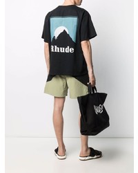 T-shirt à col rond imprimé noir Rhude