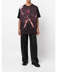 T-shirt à col rond imprimé noir Yohji Yamamoto