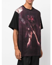 T-shirt à col rond imprimé noir Yohji Yamamoto