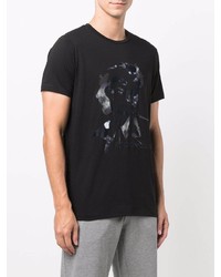 T-shirt à col rond imprimé noir Emporio Armani