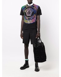 T-shirt à col rond imprimé noir Versace