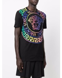 T-shirt à col rond imprimé noir Versace