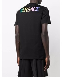 T-shirt à col rond imprimé noir Versace