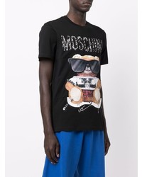 T-shirt à col rond imprimé noir Moschino