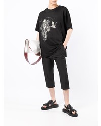 T-shirt à col rond imprimé noir Yohji Yamamoto