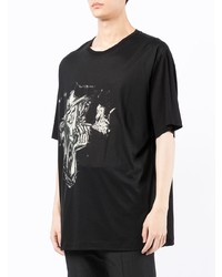 T-shirt à col rond imprimé noir Yohji Yamamoto