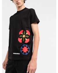 T-shirt à col rond imprimé noir DSQUARED2