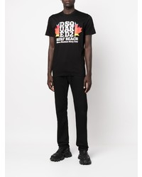 T-shirt à col rond imprimé noir DSQUARED2