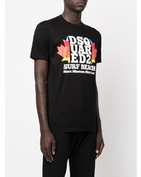 T-shirt à col rond imprimé noir DSQUARED2