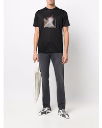 T-shirt à col rond imprimé noir Emporio Armani