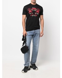 T-shirt à col rond imprimé noir DSQUARED2