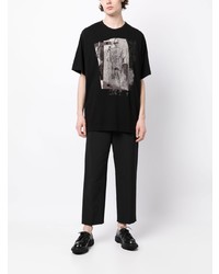 T-shirt à col rond imprimé noir Yohji Yamamoto