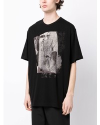 T-shirt à col rond imprimé noir Yohji Yamamoto