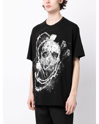 T-shirt à col rond imprimé noir Yohji Yamamoto