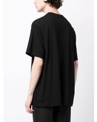 T-shirt à col rond imprimé noir Yohji Yamamoto