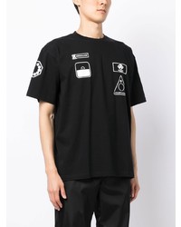 T-shirt à col rond imprimé noir Anrealage