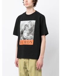 T-shirt à col rond imprimé noir Heron Preston