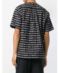 T-shirt à col rond imprimé noir Sacai