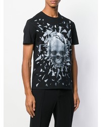 T-shirt à col rond imprimé noir Alexander McQueen