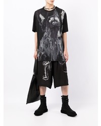 T-shirt à col rond imprimé noir Yohji Yamamoto