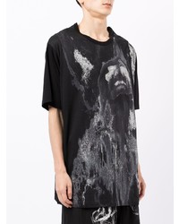 T-shirt à col rond imprimé noir Yohji Yamamoto