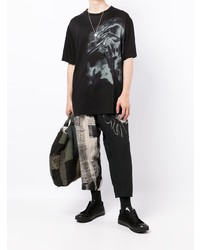 T-shirt à col rond imprimé noir Yohji Yamamoto