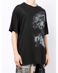 T-shirt à col rond imprimé noir Yohji Yamamoto