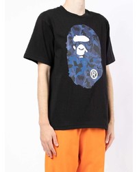 T-shirt à col rond imprimé noir A Bathing Ape